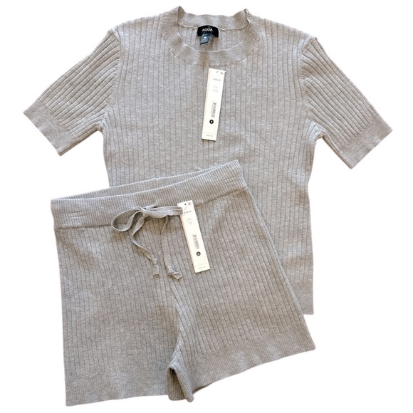 Aqua Tops - AQUA Ribbed Knit Top & Short Set Size S NWT
